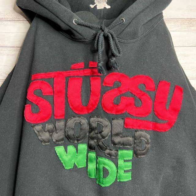 STUSSY - 【USA製!!】ステューシー ✈︎刺繍ロゴ ゆるだぼ パーカー