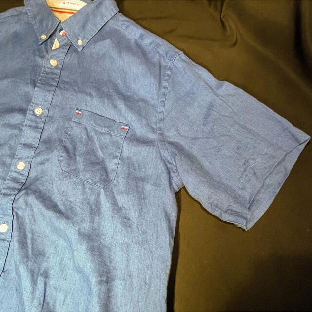 THE SHOP TK(ザショップティーケー)の THE SHOP TK 半袖 オープンカラーシャツ 麻 ブルー XL  メンズのトップス(シャツ)の商品写真