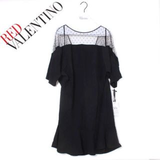 新品 RED VALENTINO ドットレースインサートクレープドレス
