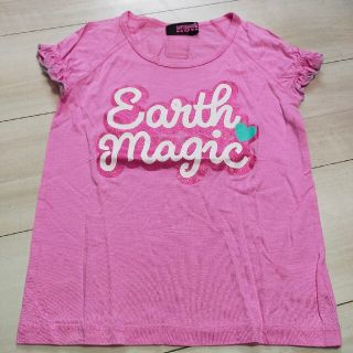 アースマジック(EARTHMAGIC)の値下げ💖🍀EARTHMAGIC💖🍀　ピンクロゴ入りTシャツ　130cm(Tシャツ/カットソー)