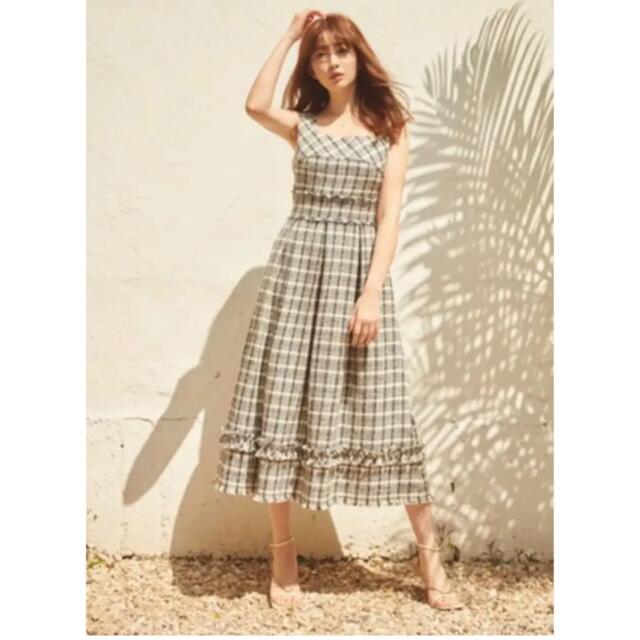 Her lip to(ハーリップトゥ)のherlipto Summer Tweed Midi Dress Beige S レディースのワンピース(ロングワンピース/マキシワンピース)の商品写真