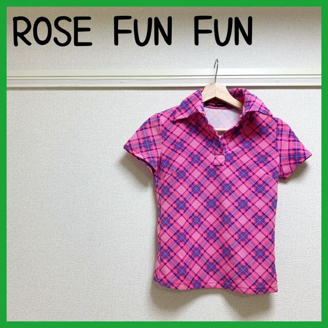 ROSE FANFAN(ローズファンファン)の【ROSE FUN FUN】ポロシャツ チェック柄 ピンク 派手 レディース レディースのトップス(ポロシャツ)の商品写真