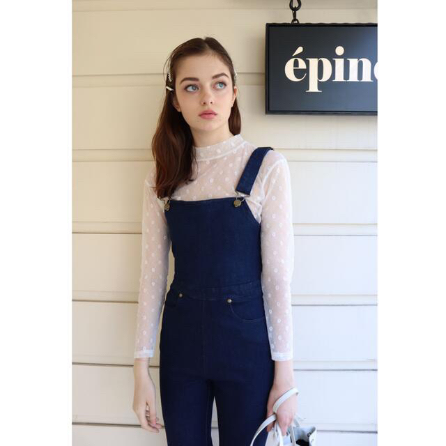 épine(エピヌ)のepine fit bell denim salopette レディースのパンツ(サロペット/オーバーオール)の商品写真