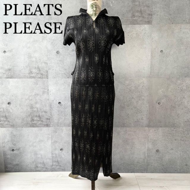 美品 PLEATS PLEASEプリーツプリーズ 　プリーツ　 柄　ワンピース