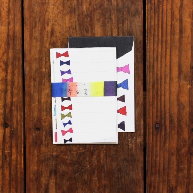 美濃和紙　subikiawa ミニリターセット　リボン柄 ハンドメイドの文具/ステーショナリー(カード/レター/ラッピング)の商品写真
