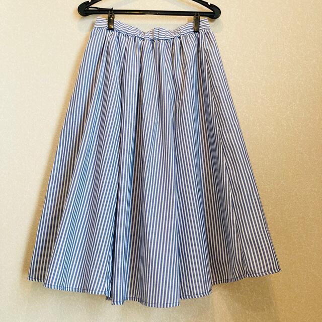ViS(ヴィス)のミモレ丈　フィッシュテールスカート　ストライプL レディースのスカート(ロングスカート)の商品写真