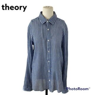 セオリー(theory)のtheory セオリー　ギンガム　チェック　シャツ　ブルー　40(シャツ/ブラウス(長袖/七分))