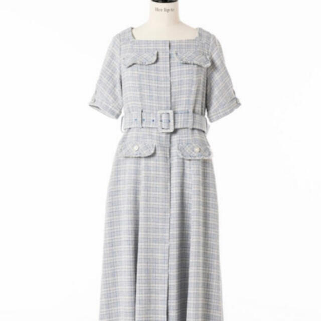 Herlipto Classic Tweed Belted Dressロングワンピース/マキシワンピース