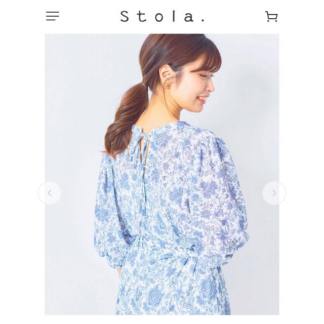 お値下 未使用タグ付 Stola 袖ボリュームワンピースペイズリー柄 40サイズ-