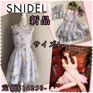 スナイデル(SNIDEL)の♡新品スナイデル　オーガンジーフラワーワンピース♡(ひざ丈ワンピース)