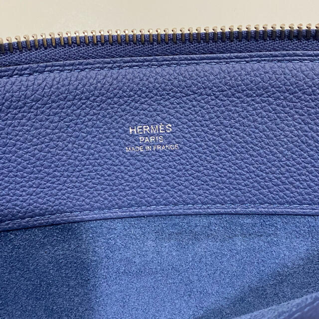 石見銀山 エルメス HERMES バザール GM クラッチバック ポーチ ブルー