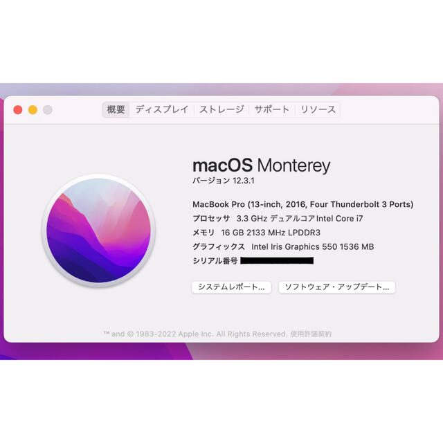 Mac (Apple)(マック)の高性能&美品❗️MacBook Pro2016 Touch Bar付き❗️ スマホ/家電/カメラのPC/タブレット(ノートPC)の商品写真