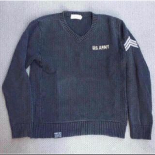 AVIREX 粗目織ニット ミリタリーテイスト black size XL