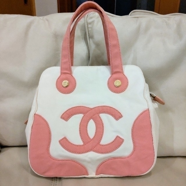 Chanel Marshmallow White & Pink Canvas Bag