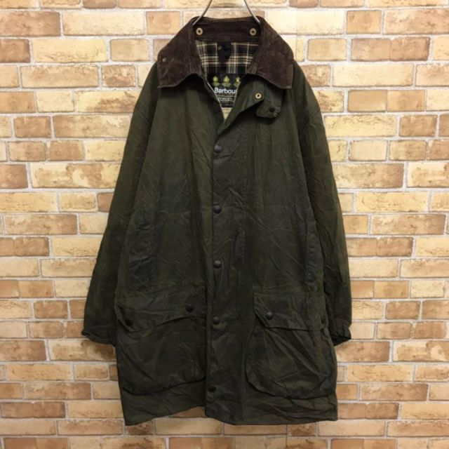 England製 80s Barbour オイルドジャケット ボーダー B903