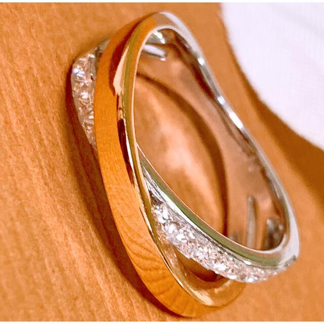 上質❗️コンビカラー❣️D0.60ct K18プリンセスダイヤリング レディースのアクセサリー(リング(指輪))の商品写真