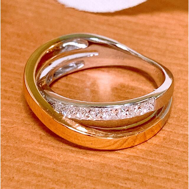 上質❗️コンビカラー❣️D0.60ct K18プリンセスダイヤリング レディースのアクセサリー(リング(指輪))の商品写真