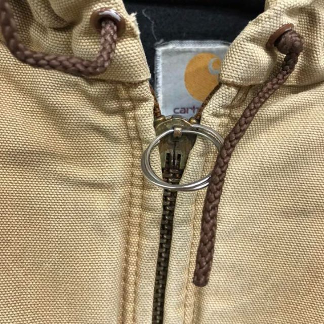 【カーハート】USA製アクティブジャケット　ダック地パーカー　ロゴタグフルジップ