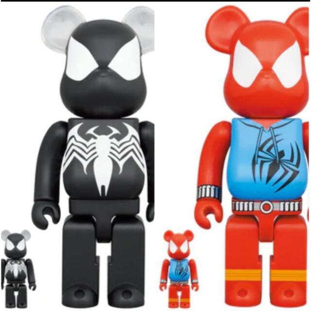 BE@RBRICK(ベアブリック)のBE@RBRICK SPIDER-MAN 100％ & 400％ 黒赤セット エンタメ/ホビーのフィギュア(アメコミ)の商品写真