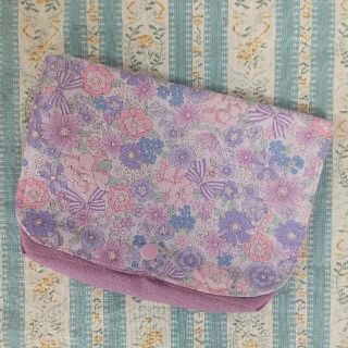 スナップボタン付き移動ポケット 小花柄ラベンダー(外出用品)