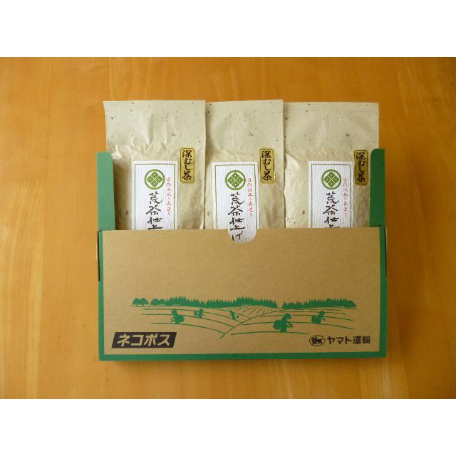 【2022 新茶】静岡（森町産）深蒸し煎茶【荒茶仕上げ】100ｇ×3本　ネコポス 食品/飲料/酒の飲料(茶)の商品写真