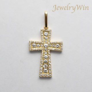 ペンダントトップ クロス K18 ダイヤ付 (Type-GC-F)(ネックレス)