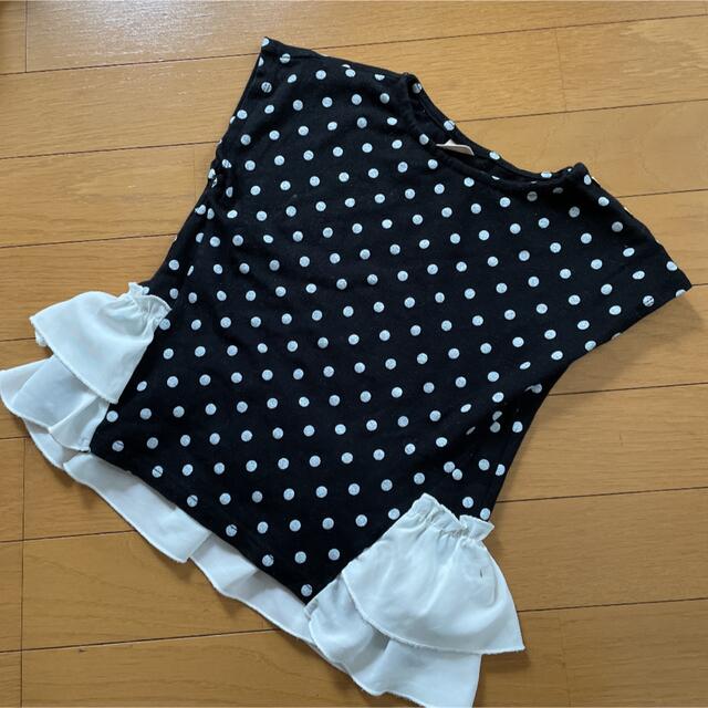 petit main(プティマイン)のプティマイン 120cm ドットフリル Tシャツ キッズ/ベビー/マタニティのキッズ服女の子用(90cm~)(Tシャツ/カットソー)の商品写真