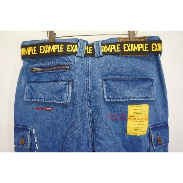新品 正規 22SS EXAMPLE デニム カーゴ パンツ 青XL 423M▲ メンズのパンツ(デニム/ジーンズ)の商品写真