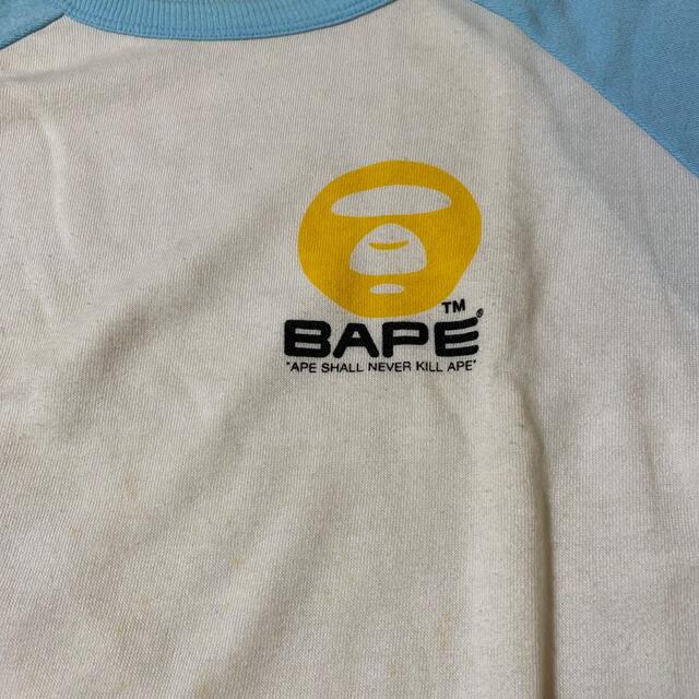 A BATHING APE(アベイシングエイプ)のエイプ　半袖　Tシャツ　白　水色　Lサイズ　A BATHING APE　メンズ メンズのトップス(Tシャツ/カットソー(半袖/袖なし))の商品写真