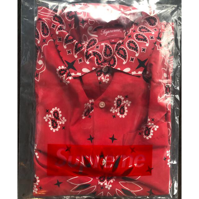 美品 国内正規 Supreme Bandana Silk Shirt RED M