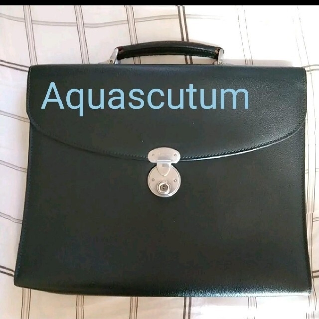 Aquascutum　アクアスキュータム　ビジネス　良品　レザーバッグ　グリーン