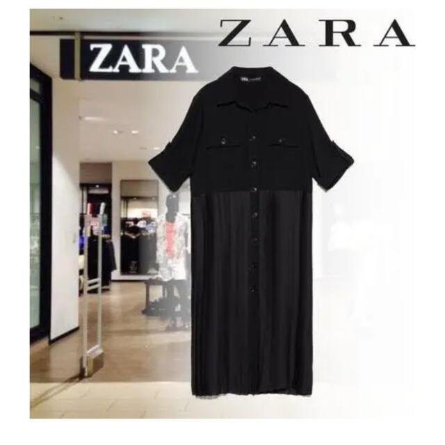 ZARA(ザラ)のZARA プリーツシャツワンピース レディースのワンピース(ひざ丈ワンピース)の商品写真