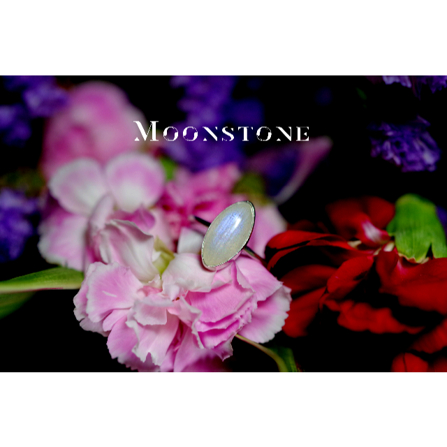 新作☆『ムーンストーン』世界でひとつの天然石リングs925+ロジウムコーティング
