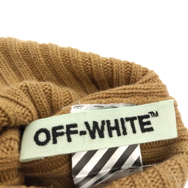OFF-WHITE オフホワイト ウールニットビーニー ニット帽 ブラウン