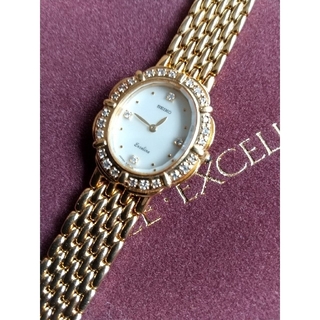 セイコー(SEIKO)のエクセリーヌ 美品 28Pダイヤ アンティーク レディースクオーツ(腕時計)