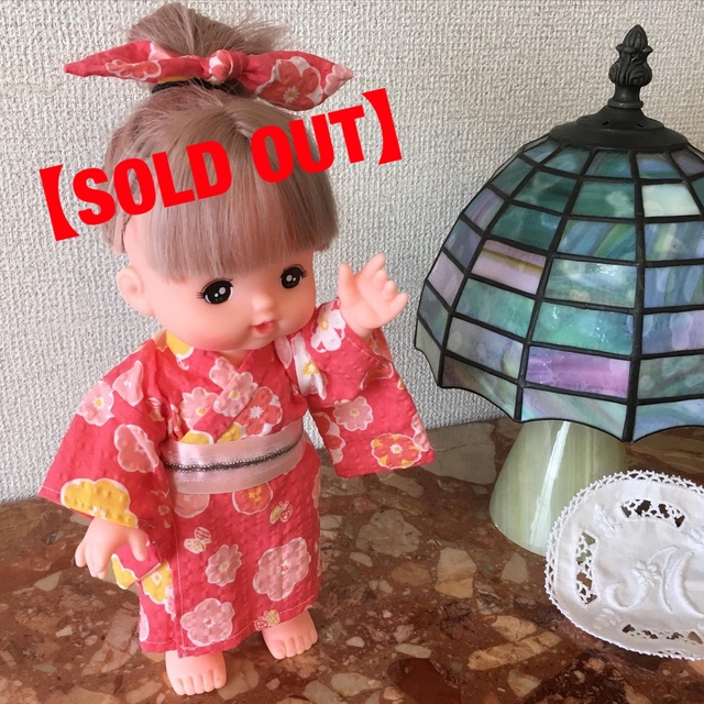 浴衣【sold out】　メルちゃん　ハンドメイドの浴衣と帯、髪飾り