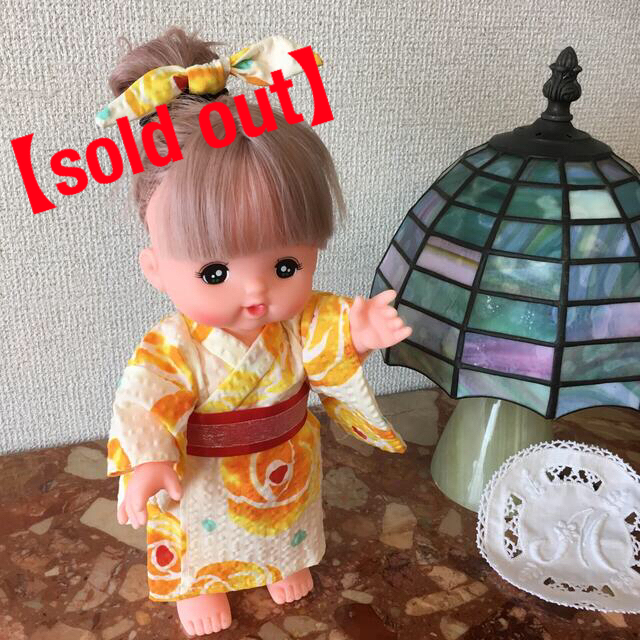 【sold out】メルちゃん　ハンドメイドの浴衣と帯、髪飾り