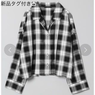 ジーナシス(JEANASIS)のチェックカイキンシャツ　　クロ×シロ　　新品　ジーナシス　　🐼🐾(シャツ/ブラウス(半袖/袖なし))