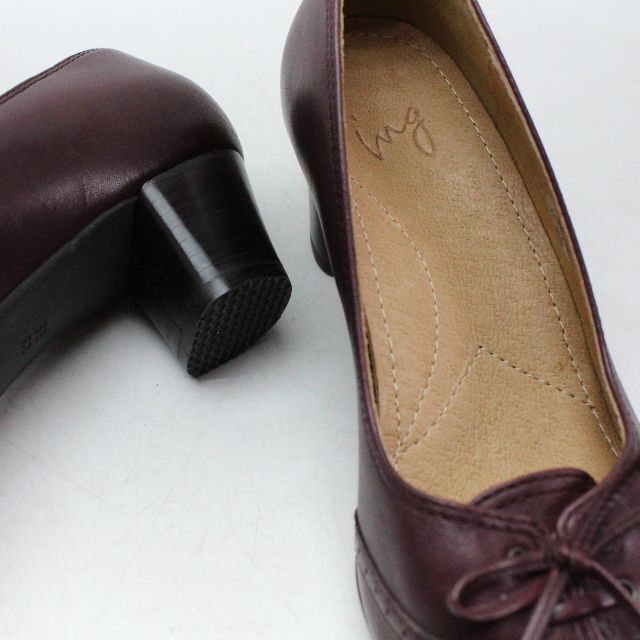 ing(イング)の新品 ing 本革細りぼんパンプス 23（2E）ボルドー/B76 レディースの靴/シューズ(ハイヒール/パンプス)の商品写真
