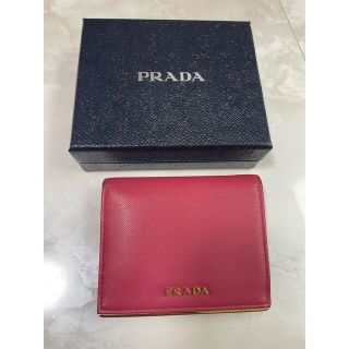 プラダ(PRADA)のPRADA プラダ 二つ折財布 サフィアーノレザー ピンク(財布)