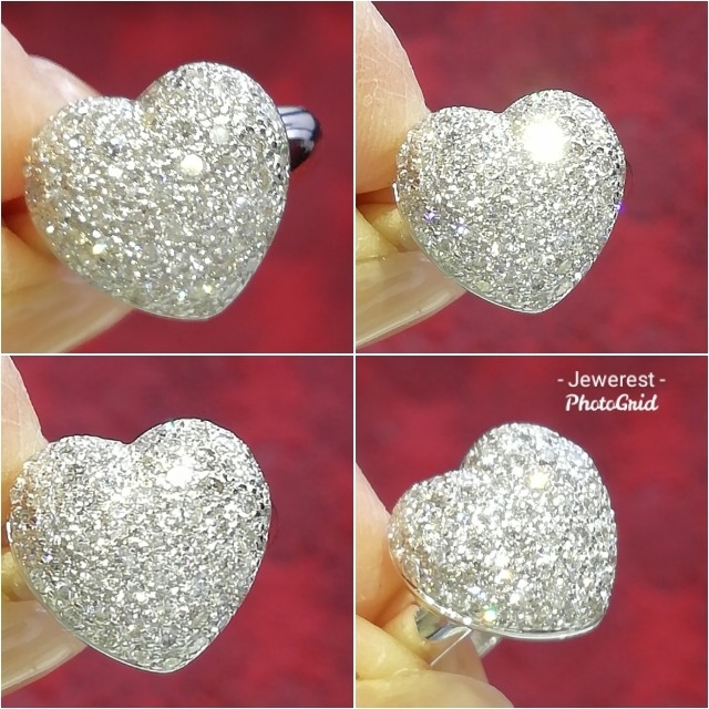 K18WG♥️ハートモチーフ✨ダイヤ1.00ct✨♥️大きめぷっくり♥️リング♥ 8