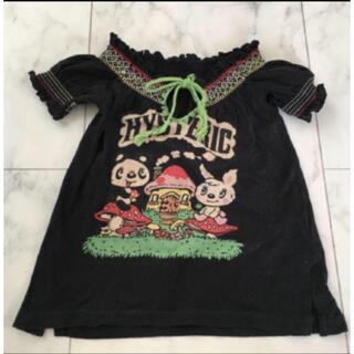 ヒステリックミニ(HYSTERIC MINI)のヒスミニ　リボン　カットソー　黒(Tシャツ/カットソー)