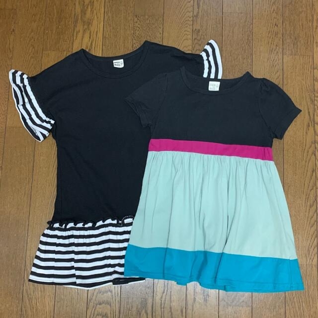 110 Bee des Bee 半袖ワンピース 2着 まとめ売り キッズ/ベビー/マタニティのキッズ服女の子用(90cm~)(ワンピース)の商品写真