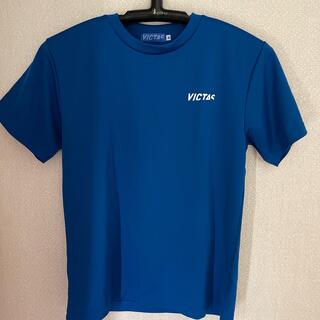 ティーエスピー(TSP)の卓球　ビクタス　VICTAS 練習Tシャツ　Mサイズ　ブルー　ロゴあり(卓球)