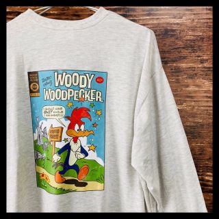 ウッドペッカー ロンT バックプリント M Woodpecker 長袖Tシャツ(Tシャツ(長袖/七分))