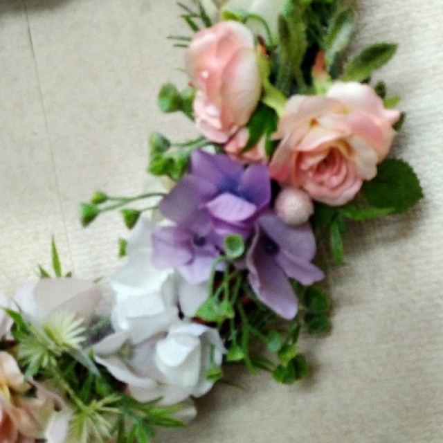 リース　３０センチ　ピンク系ラナンキュラスと薔薇　造花 ハンドメイドのフラワー/ガーデン(リース)の商品写真