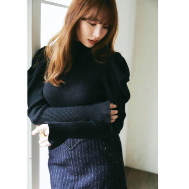 herlipto volume sleeve rib knit top