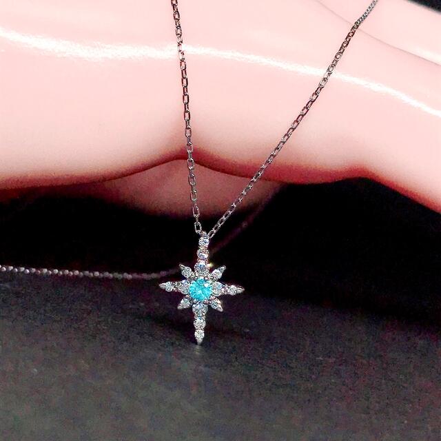 STAR JEWELRY(スタージュエリー)のスタージュエリー クロッシングスター パライバトルマリン ダイヤ ネックレス レディースのアクセサリー(ネックレス)の商品写真