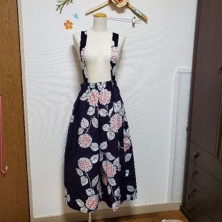 浴衣リメイク　サロペット　ワイドパンツ(浴衣)