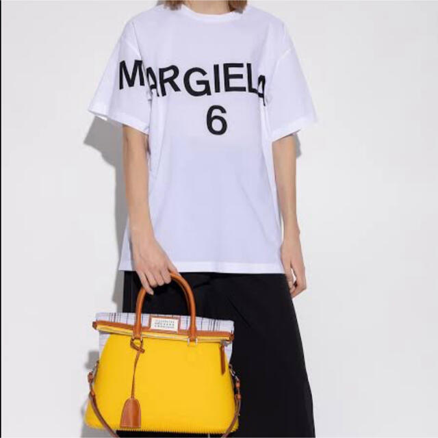 新品　MM6 メゾンマルジェラ　シャツTシャツ　ロゴTシャツ　ホワイト　半袖　L